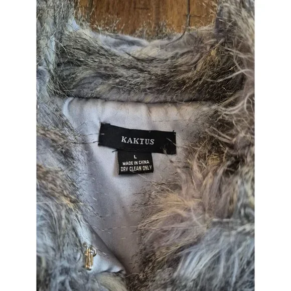 Kaktus Gray Faux Fur Vest Size L - Picture 2 of 6